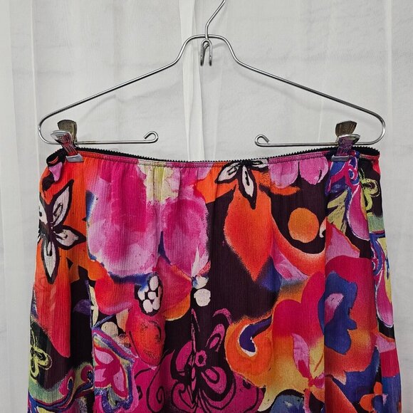 Chico's Pink Orange Artsy Silk Y2K Floral Boho Fairy Skirt 2 (L) - Picture 2 of 15